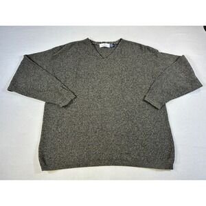 Vintage Bill Blass Menswear V-Neck Sweater XL Marled Green Grey Made in USA‎ 90s